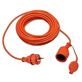 Przedłużacz Ogrodowy Schuko 20 m IP44, 3×1,5 mm² - Pomarańczowy Przedłużacz Budowlany Kosiarkowy 2000 W - Zewnętrzny Kabel Przedłużający z Wtyczką Uni-Schuko i Gniazdem Typ F z Klapką - Horoz Electric