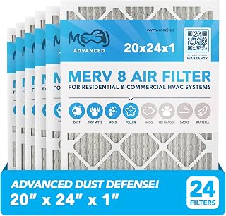 20x24x1 Air Filter (24-PACK) | MERV 8 | MOAJ Advanced Dust Defense | BASED IN USA | Quality Pleated Replacement Air Filters for AC & Furnace Applications | Actual Dimensions: 19.70” x 23.70” x 0.75”