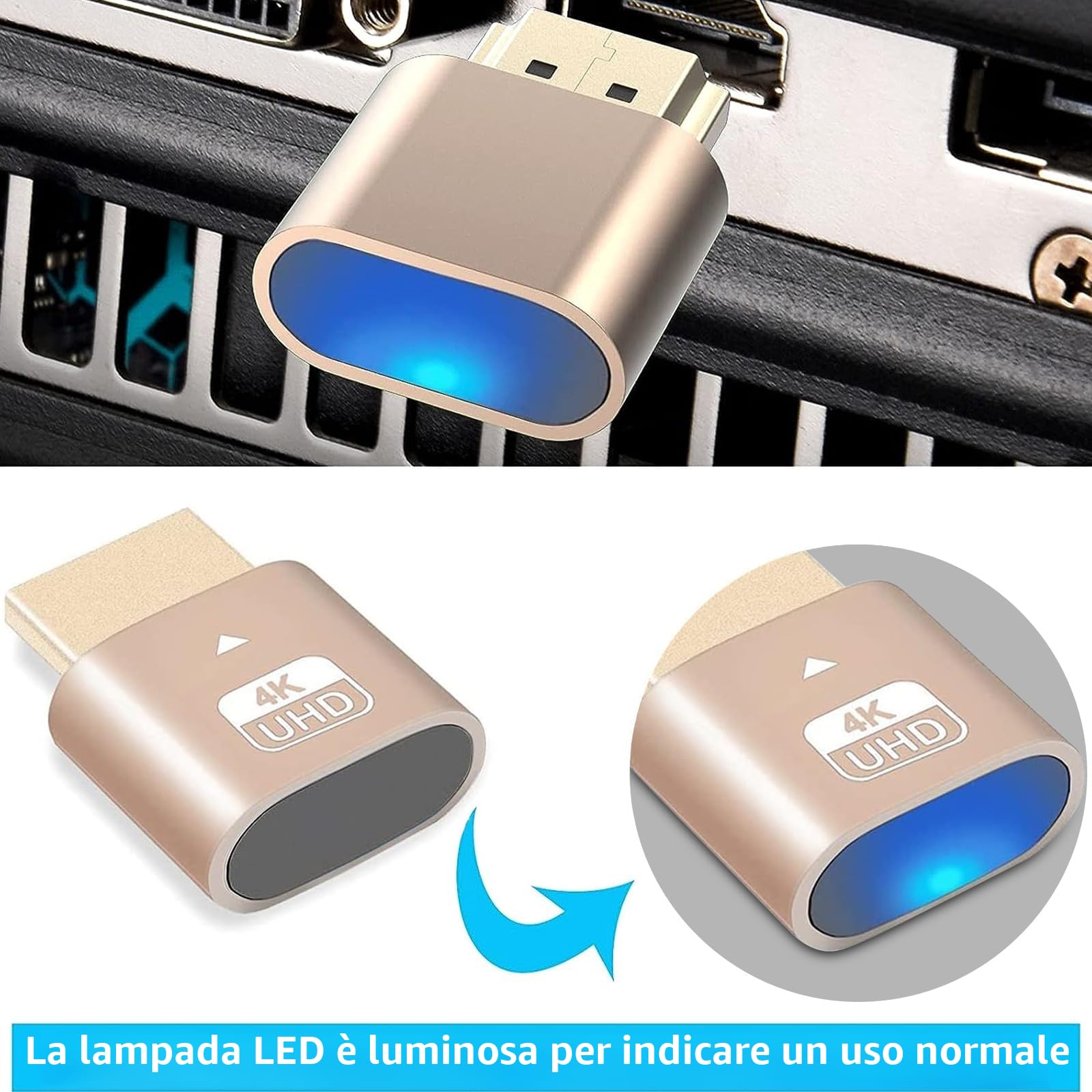 3PCS 4K Dummy Plug emulatore display monitor virtuale ad alta risoluzione, adattatore display headless di nuova generazione Supporta fino a 3840x2160@60Hz, 1080@120Hz DVI EDID Emulator