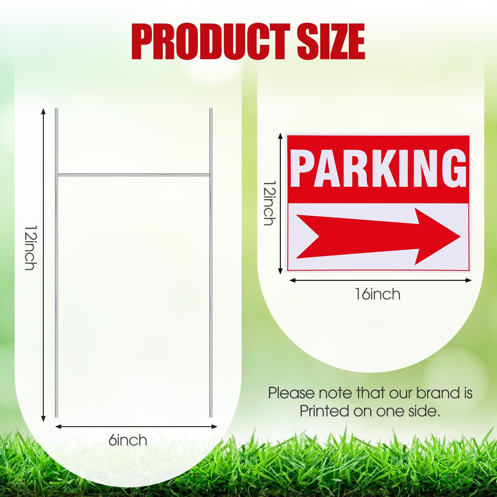 DoubleFill 6 Pcs Parking Signs with Metal H Stake 16 x 12 Inches Event Parking Sign for Outside with Directional Arrows Corrugated Plastic Waterproof Directional Signs for Outdoor Yard Wedding(Red)