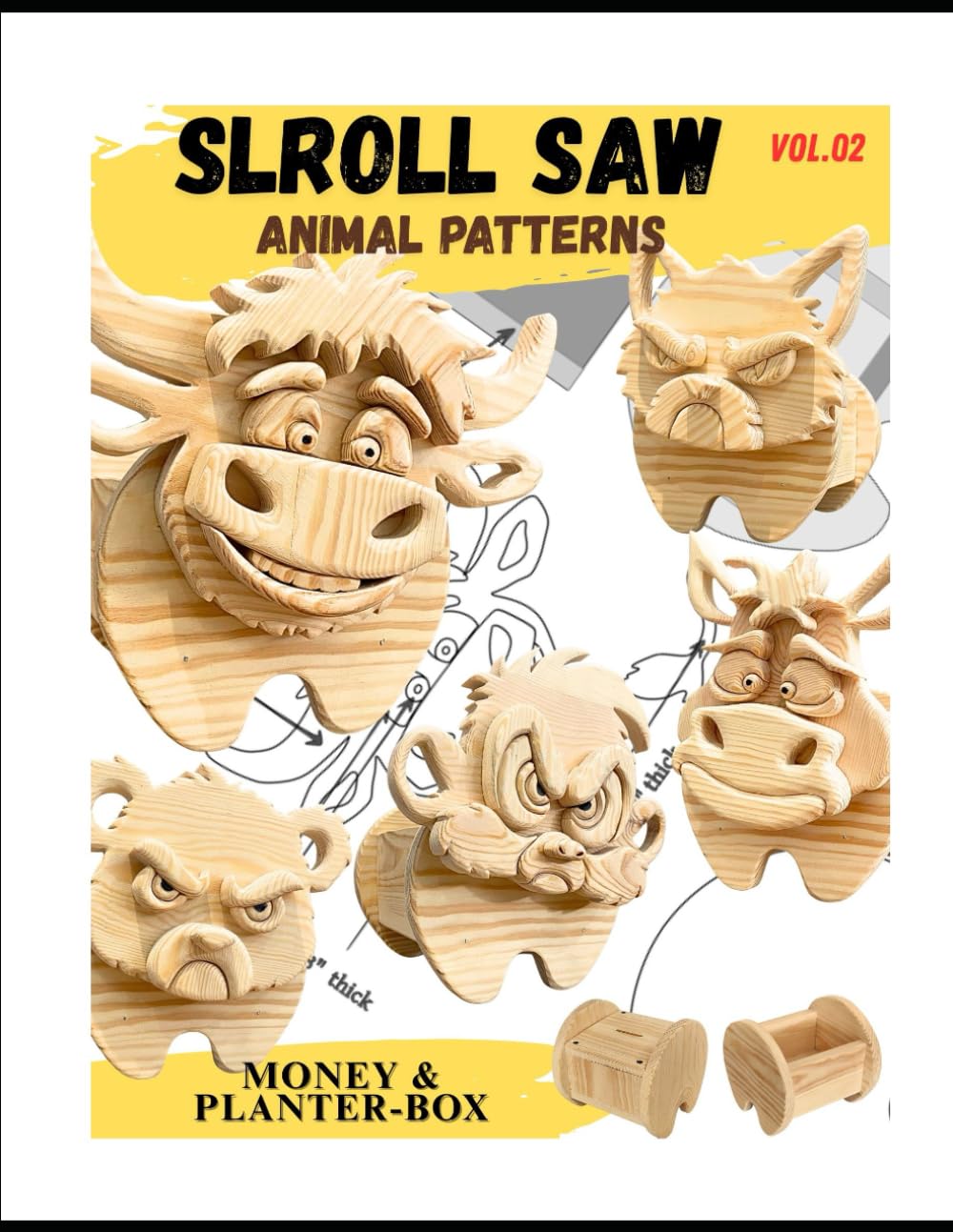 5 Animal Scroll Saw patterns: Money bank & Planter: Vol.2