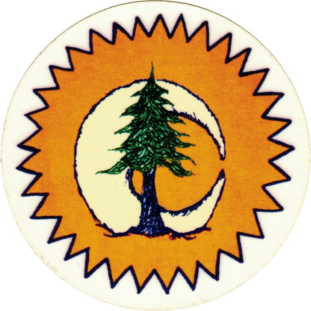 Sun Moon Pine Tree - Small Bumper Sticker/Decal (3" Circular)