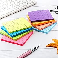 Vista 4 de Paquete de 32 notas adhesivas rayadas de 3 x 3, notas adhesivas rayadas brillantes, notas adhesivas autoadhesivas con líneas para oficina, hogar