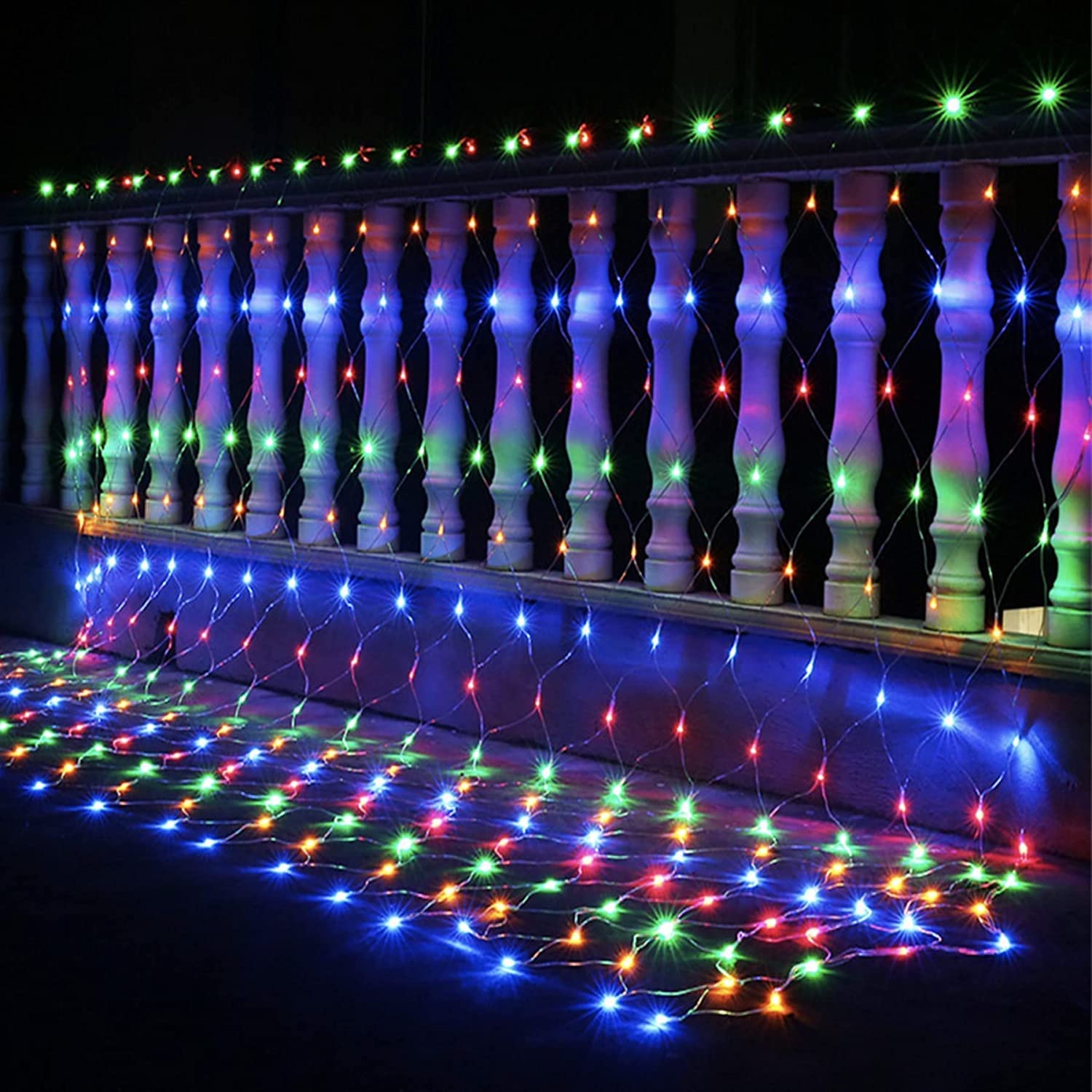 One94Store 72 LED Multicolor Net Mesh Fairy Lights, 8 Lighting Modes, IP44 Waterproof for Christmas, Weddings, and Parties 2x10 feet