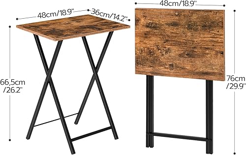 Miniatura 3 de HOOBRO Folding TV Tray Tables, Set of 4 TV Trays with Storage Rack, Industrial Side Table for Eating at Couch, Foldable Snack Table for Small Space,