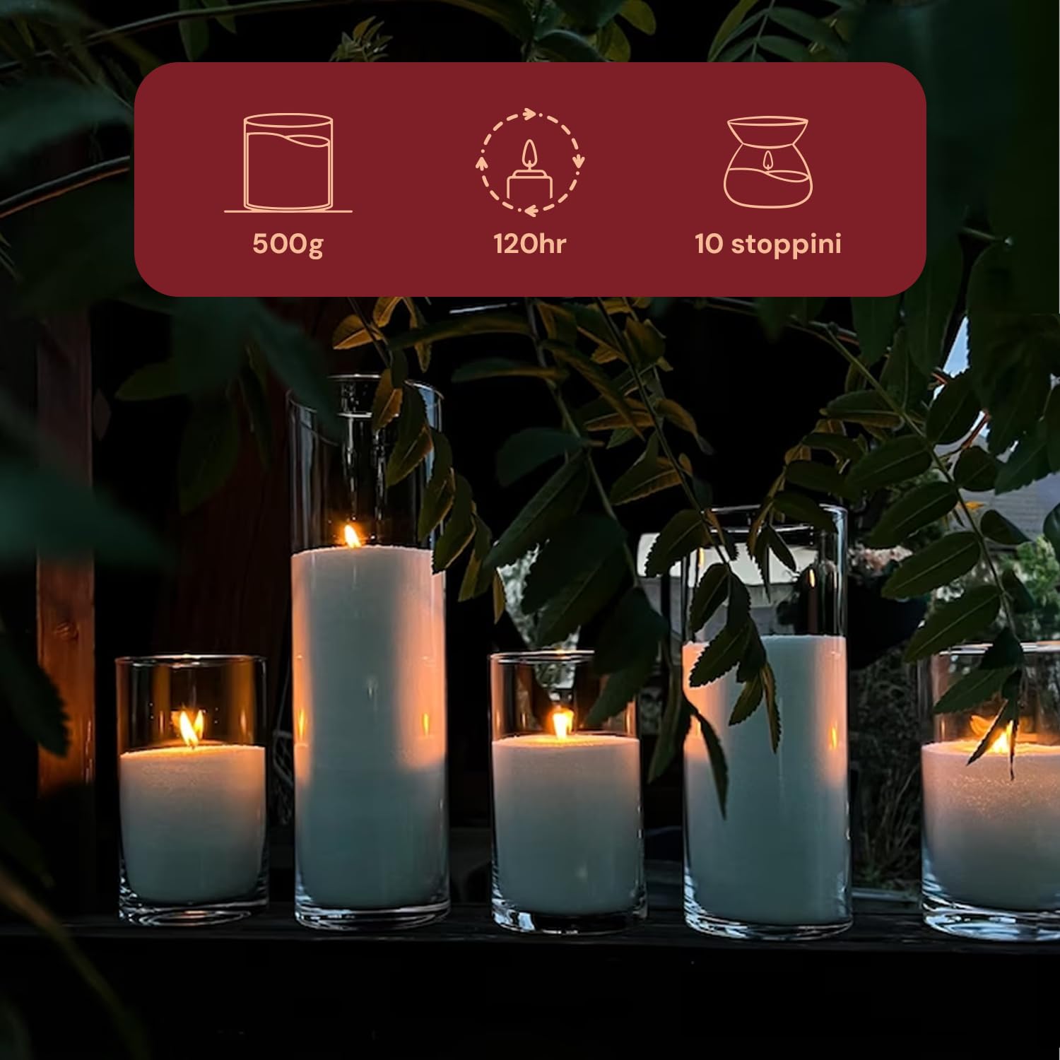 ANOUD Candle Special Bundle con Barattolo in Vetro Candela Candele di Sabbia Perle Granuli Sand Wax Pearled candle Pearl Decorative Polvere di Candela Pearls Granell 400g e 10 Wicks Stoppini