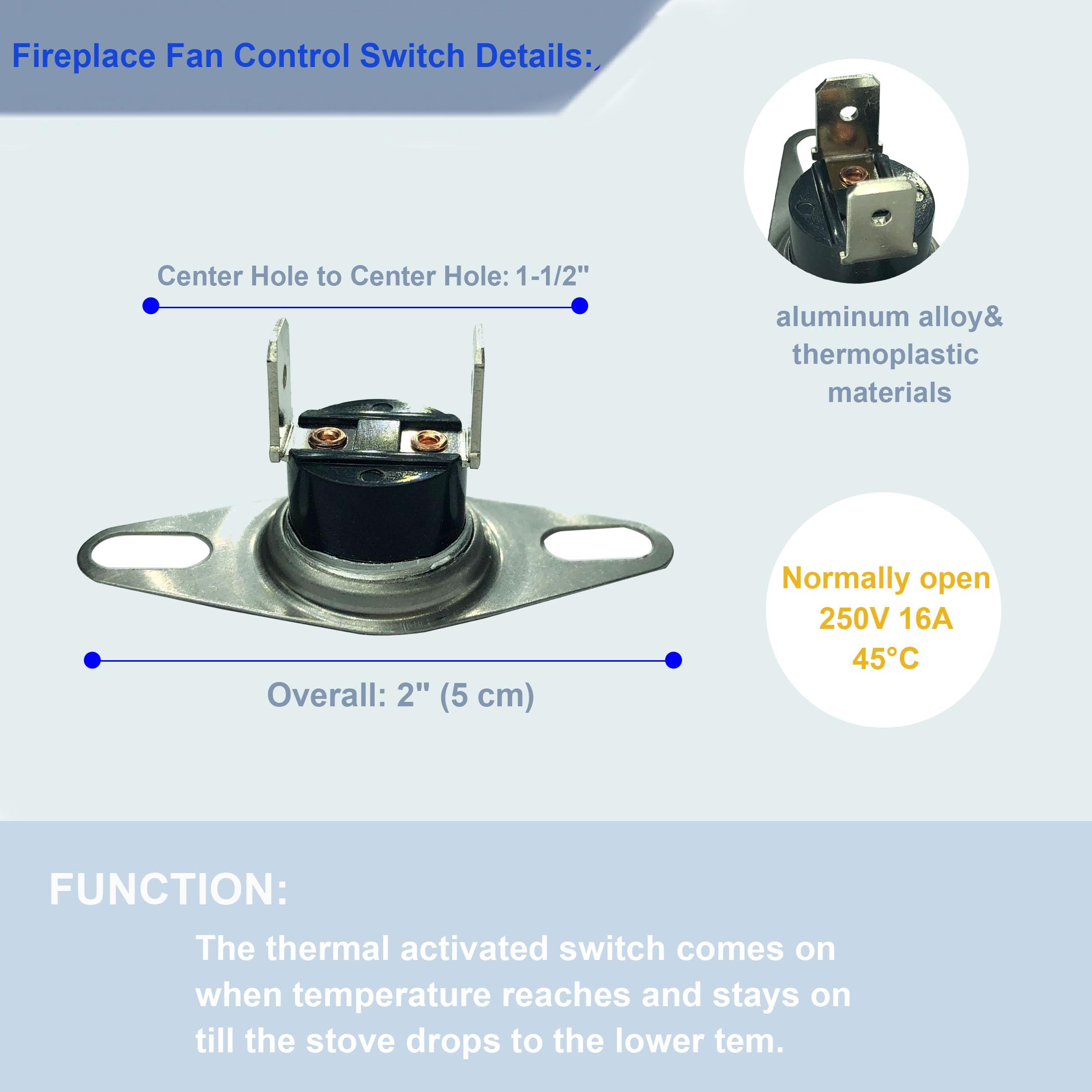 Fireplace Switch SUEYTICH Fireplace Blower Switch - 115°F On 90°F Off ...