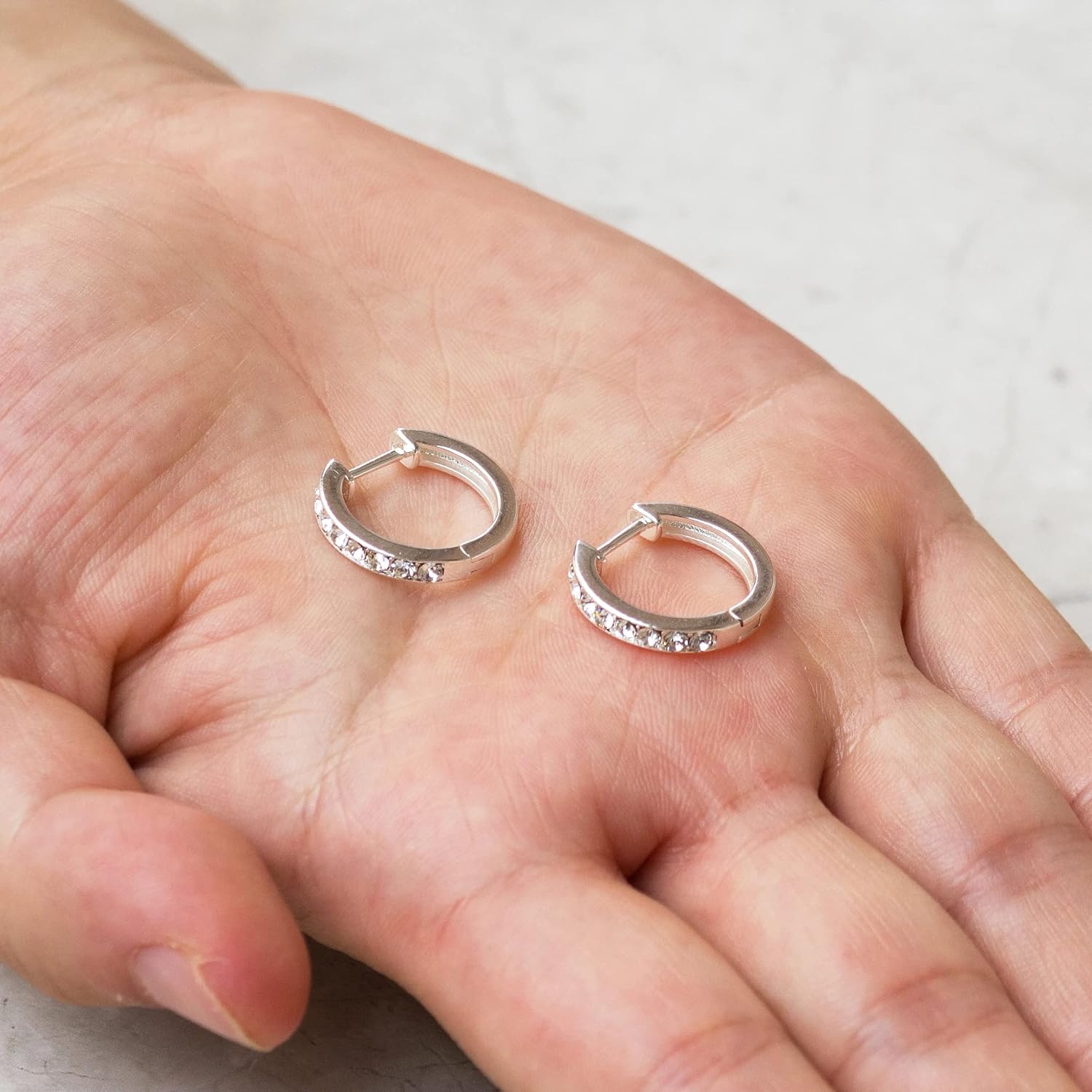 Philip Jones Silver Plated Hoop Earrings Created with Zircondia® Crystals, Small - Image 5