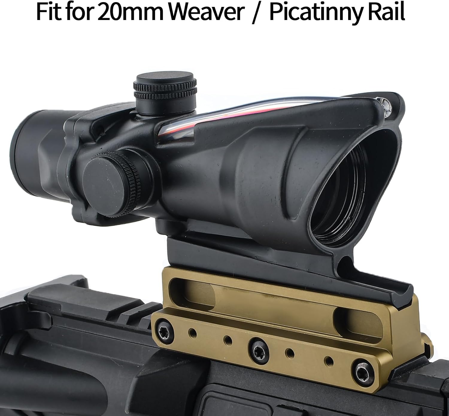 Tactical Optic Scope Riser Mount for Acog/Vcog Fiber Optic Red Dot,fit for 20mm Weaver/Picatinny Rail