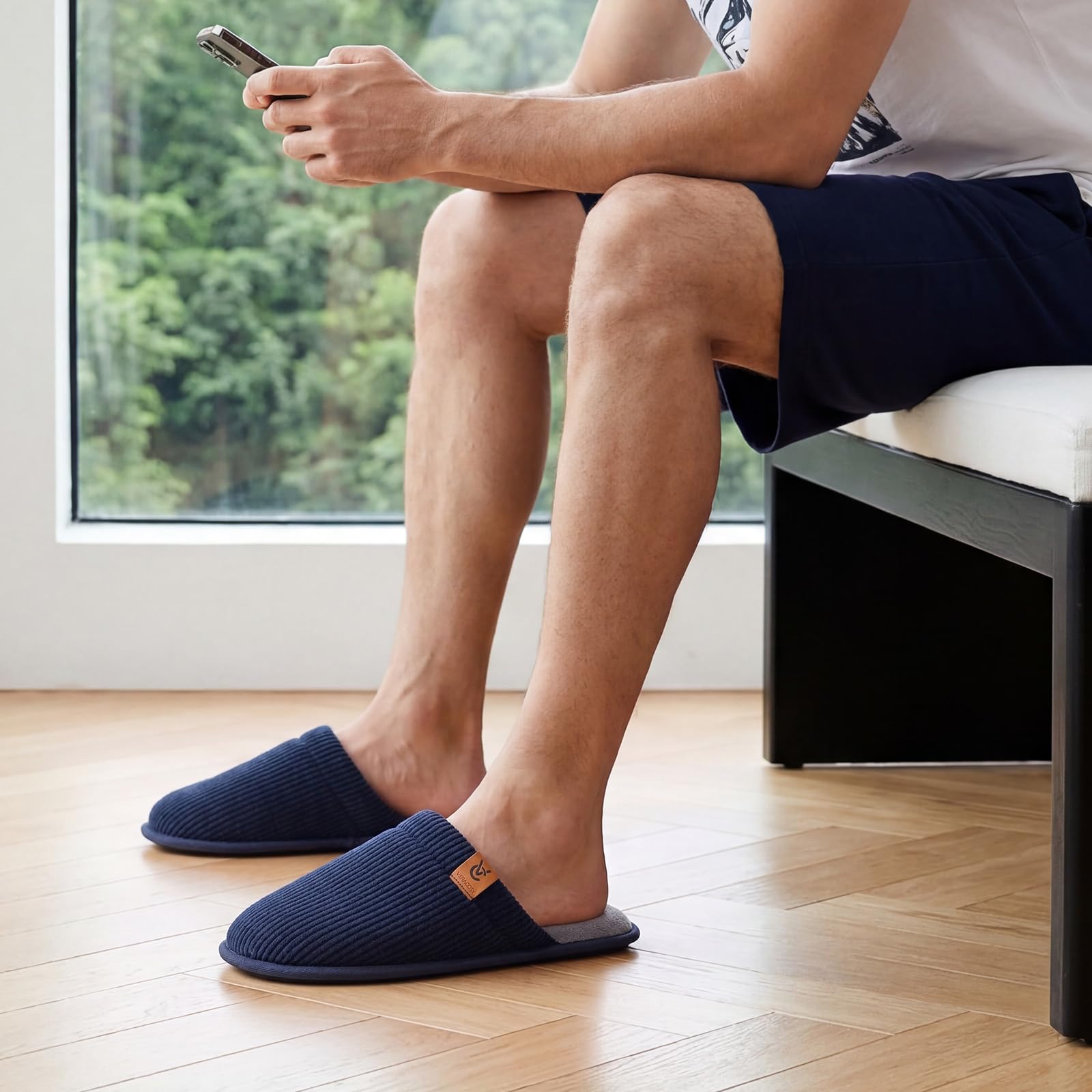 VeraCosy Pantuflas Suaves y Transpirables de Espuma con Memoria para Hombre para Interior y Exterior