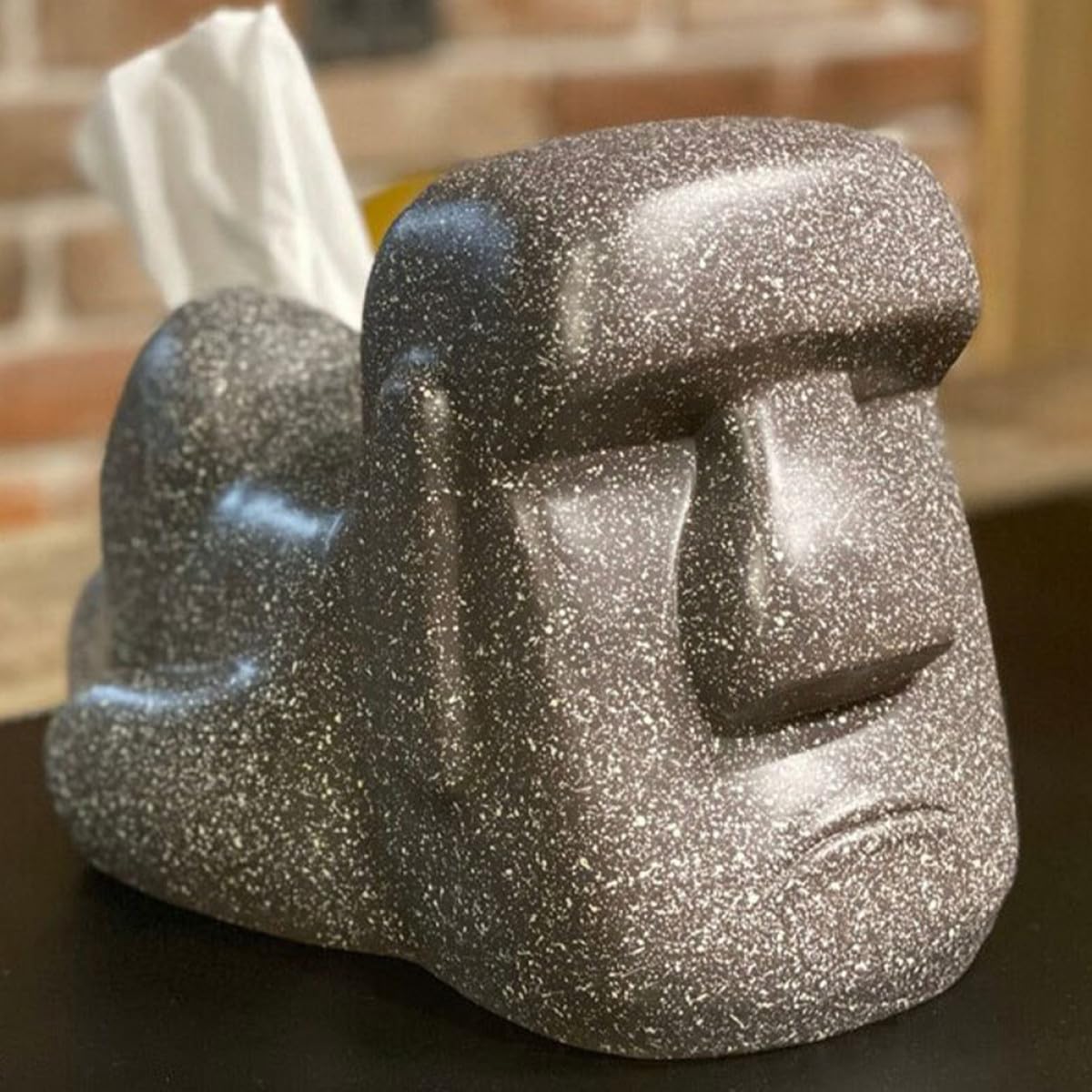 Kreative Moai Taschentuchbox aus Kunstharz mit Elegantem Design Praktische Aufbewahrung für Badezimmer und Wohnzimmer Origineller Taschentuch Organizer