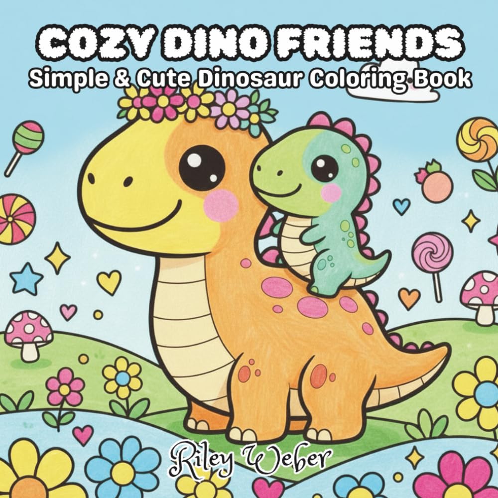 Cozy Dino Friends: Simple & Cute Dinosaur Coloring Book for Kids 4+ (Cozy and Cute Coloring Books)