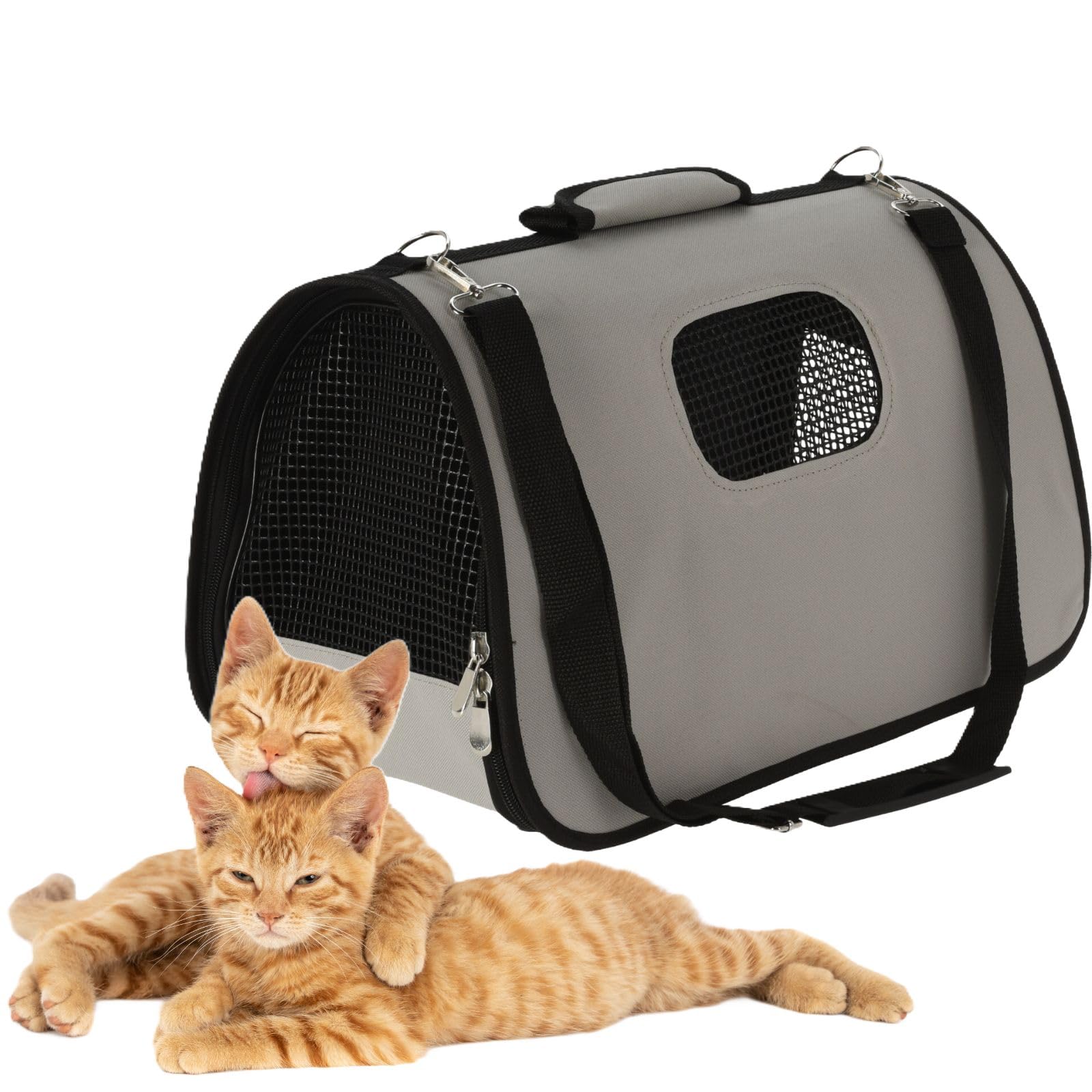 Envenzo Pet carrier bag for Cats/Puppies/Small Dogs Breathable Mesh With Shoulder Strap Durable Basket 43X25X25CM Up To 10KG (Beige)