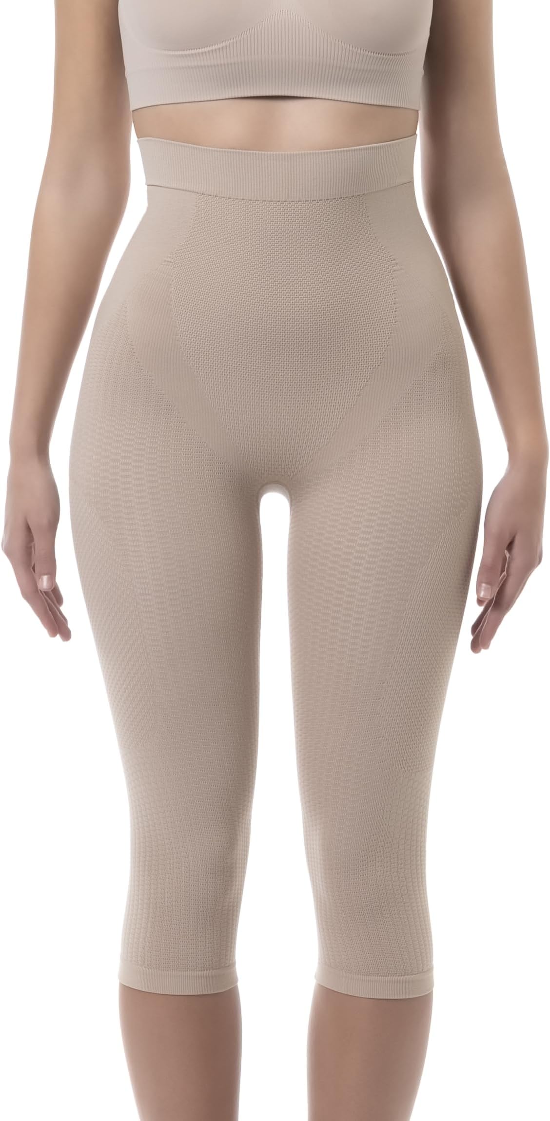 Shapewear Capri Leggings for Women, Tummy Control, Bum Lift & Anti-Cellulite Massage, Made in Italy, 323