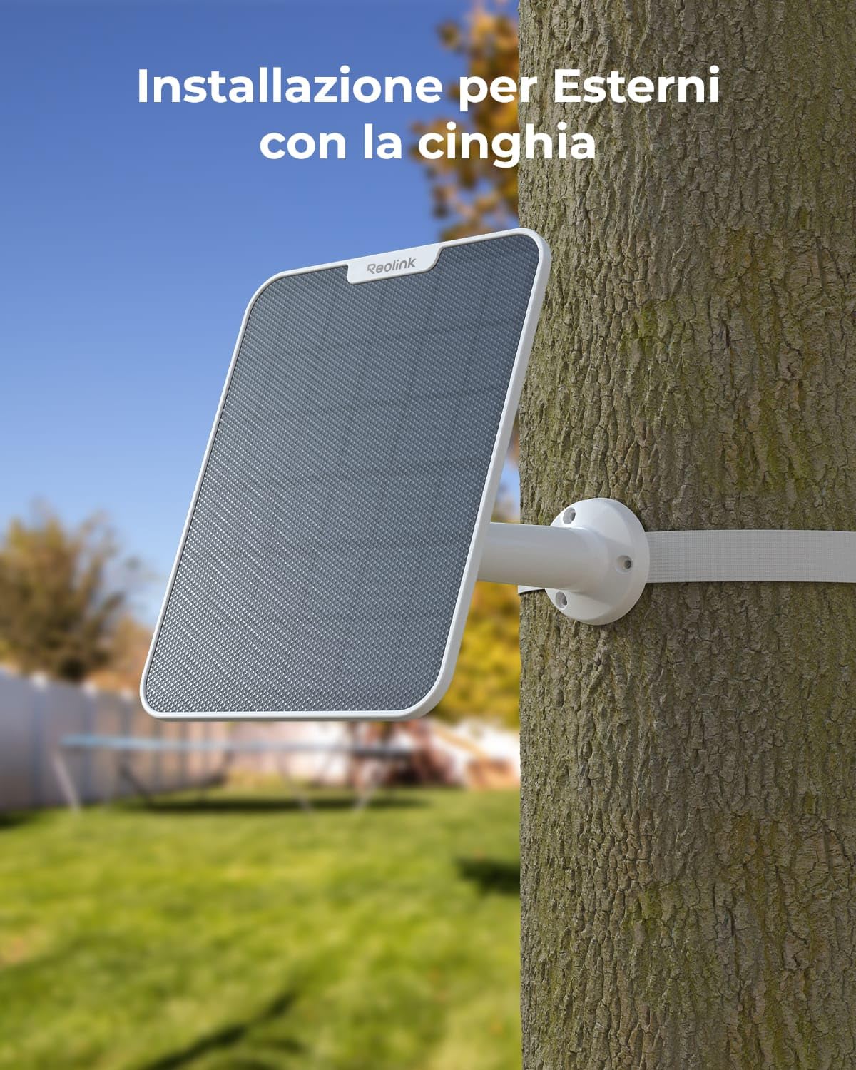 Reolink Pannello Solare(Bianco) per Telecamera Esterno Batteria Senza Fili | Argus Serie e Reolink Go/Go PT Serie, Energia Solare Continua, Impermeabilità, Montaggio Regolabile (con Cavo di 4 Metri)