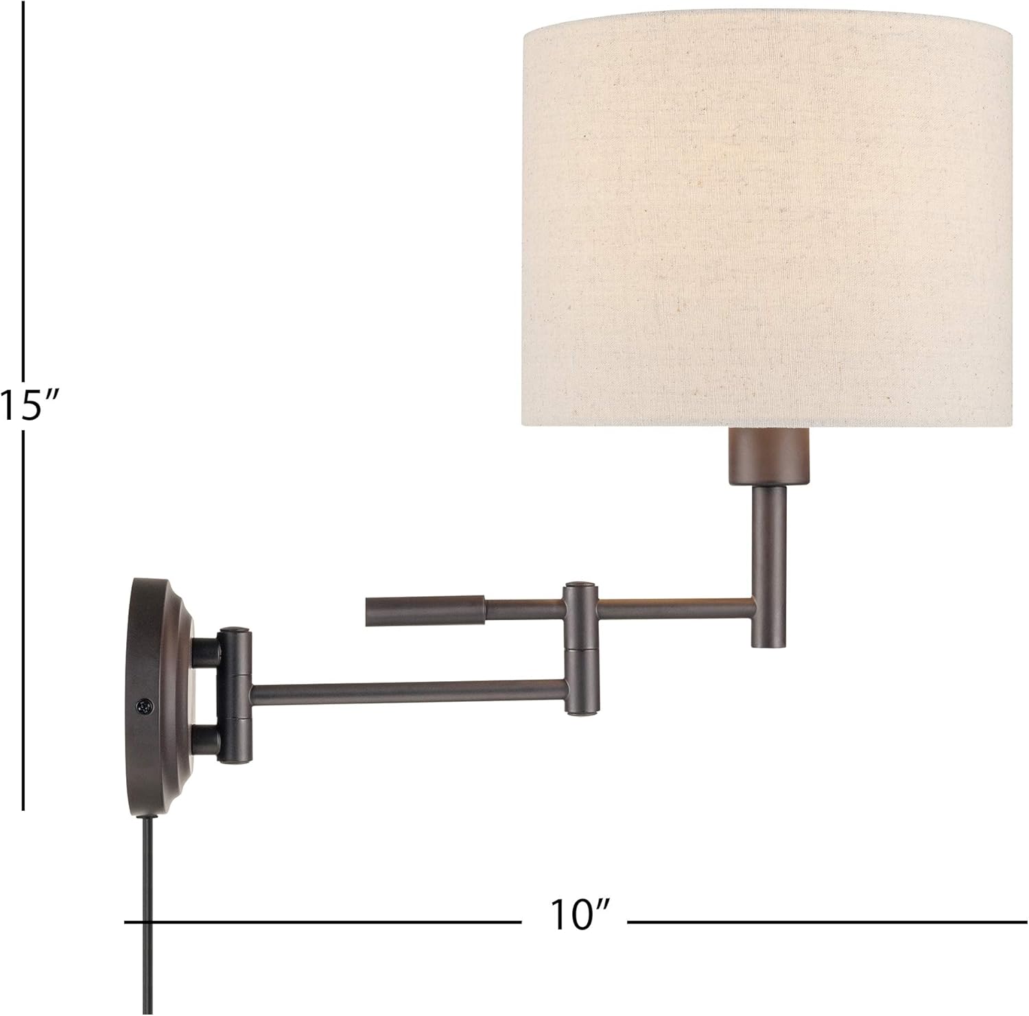 Hоttеѕt Sаlе Amazon Brand - Ravenna Home Single-Light Swing-Arm Wall Sconce with White Linen Shade, LED Bulb Included, 15.5H, Dark Bronze