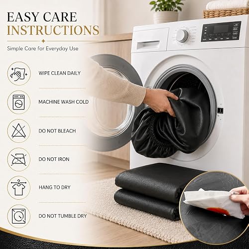 BXFUL PU Sofa Seat Cushion Covers Leather Seat Cushion Protector Waterproof Furniture Protector Sofa Seat Sofa Slipcover with Elastic Bottom (Large 2-Seater,Black) - 7