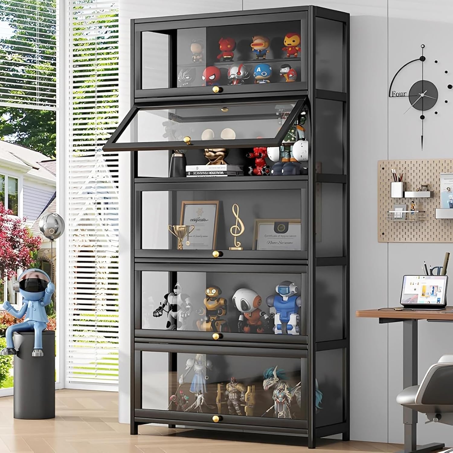 Display Cabinet with Acrylic Door, 5-Tier Curio Cabine, Collectibles Toy Organizers Rack & Display Shelf, Bookcase for Bedroom, Office, Playroom, Living Room