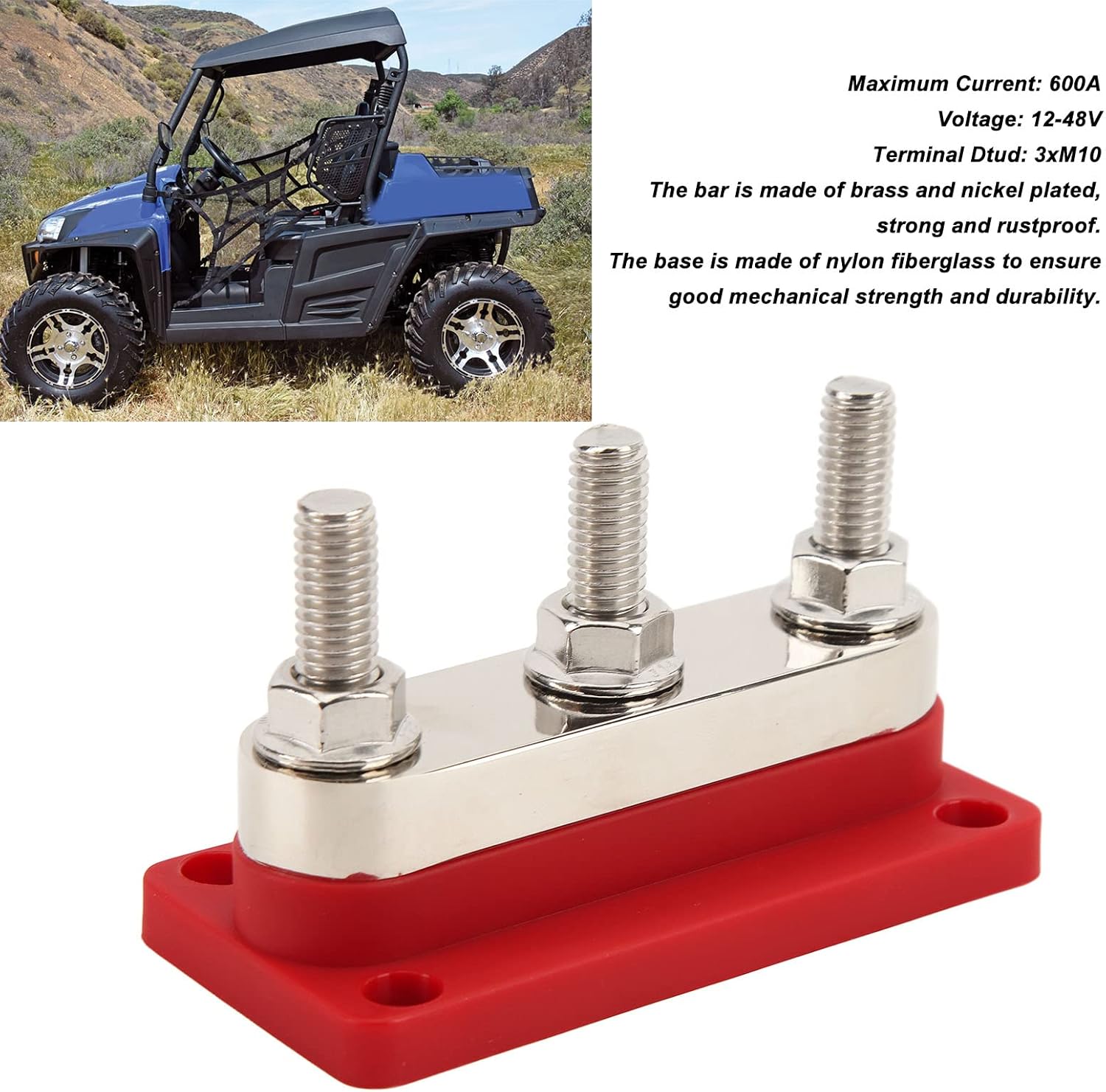 バッテリー端子台、車用 M10 (赤)