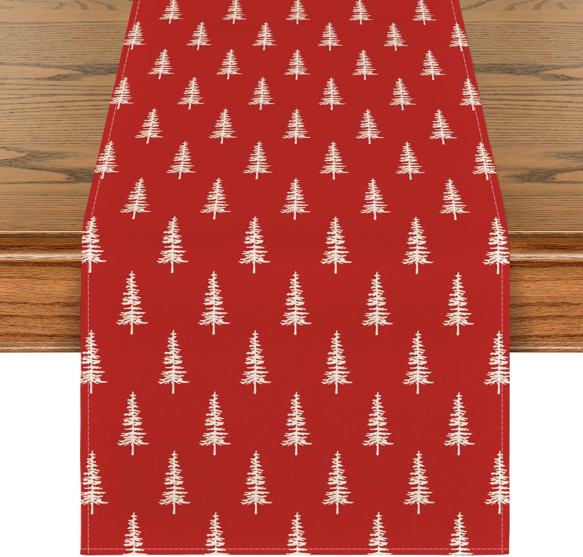 Artoid Mode Red Xmas Tree Christmas Table Runner, Seasonal Winter Kitchen Dining Table Decoration for Home Party Decor 13x72 Inch