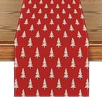 Vista 1 de Artoid Mode Red Xmas Tree Christmas Table Runner, Seasonal Winter Kitchen Dining Table Decoration for Home Party Decor 13x72 Inch