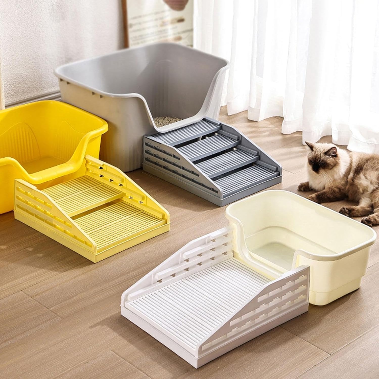 4-Step Cat Ramp, Step Stool for, Double-Layered, White