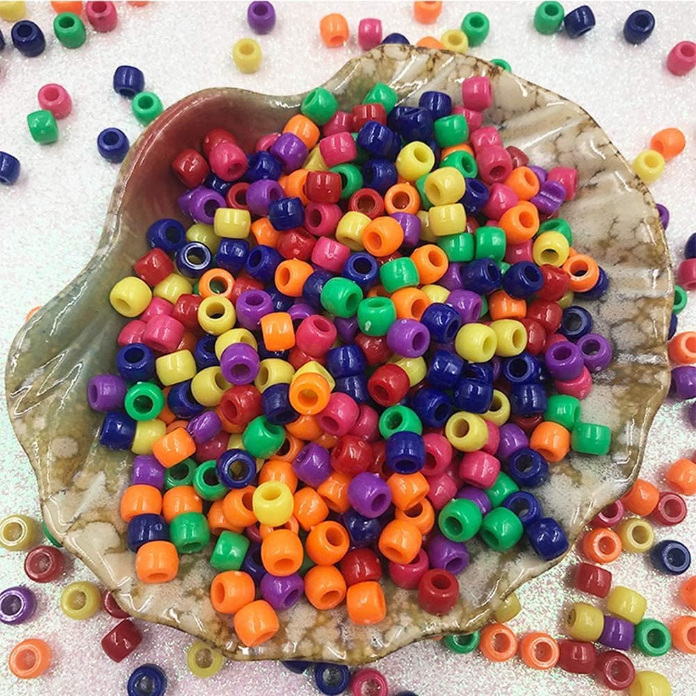 ofoen 1200 Pcs Pony Beads, Acrylic Plastic Colorful Craft Beads for DIY Party, Multicolored,Mixed Color,Purple, 6x8mm - Image 3