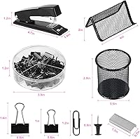 Vista 7 de AOFUXTI Organizador de escritorio de suministros de oficina, organizadores de escritorio y accesorios, juego de suministros de oficina con soporte