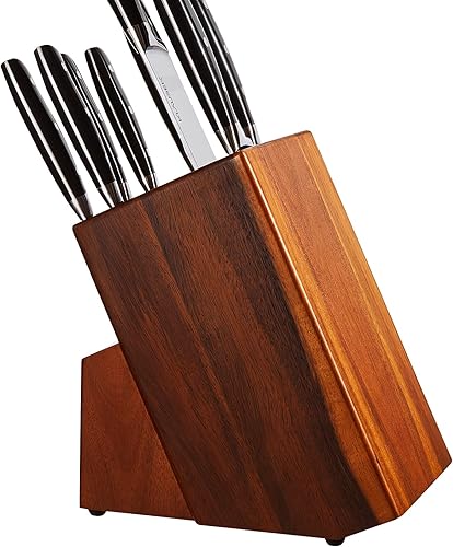 Miniatura 11 de VEVOR Bloque de almacenamiento de cuchillos, 25 ranuras de madera de acacia, soportes universales para cuchillos sin cuchillos, organizador de