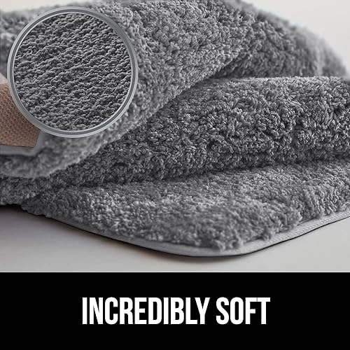 Miniatura 4 de Gorilla Grip Alfombra de baño y cabina de ducha de alta calidad, alfombra de baño de lujo de 30 x 20 pulgadas, color gris y transparente de 21 x 21