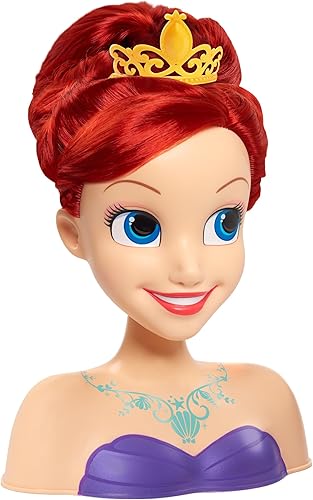 Miniatura 5 de Disney Princess Just Play - Cabeza de peinado Ariel, pelo rojo, juego de 10 piezas, la sirenita, juguetes para niños con licencia oficial para niños