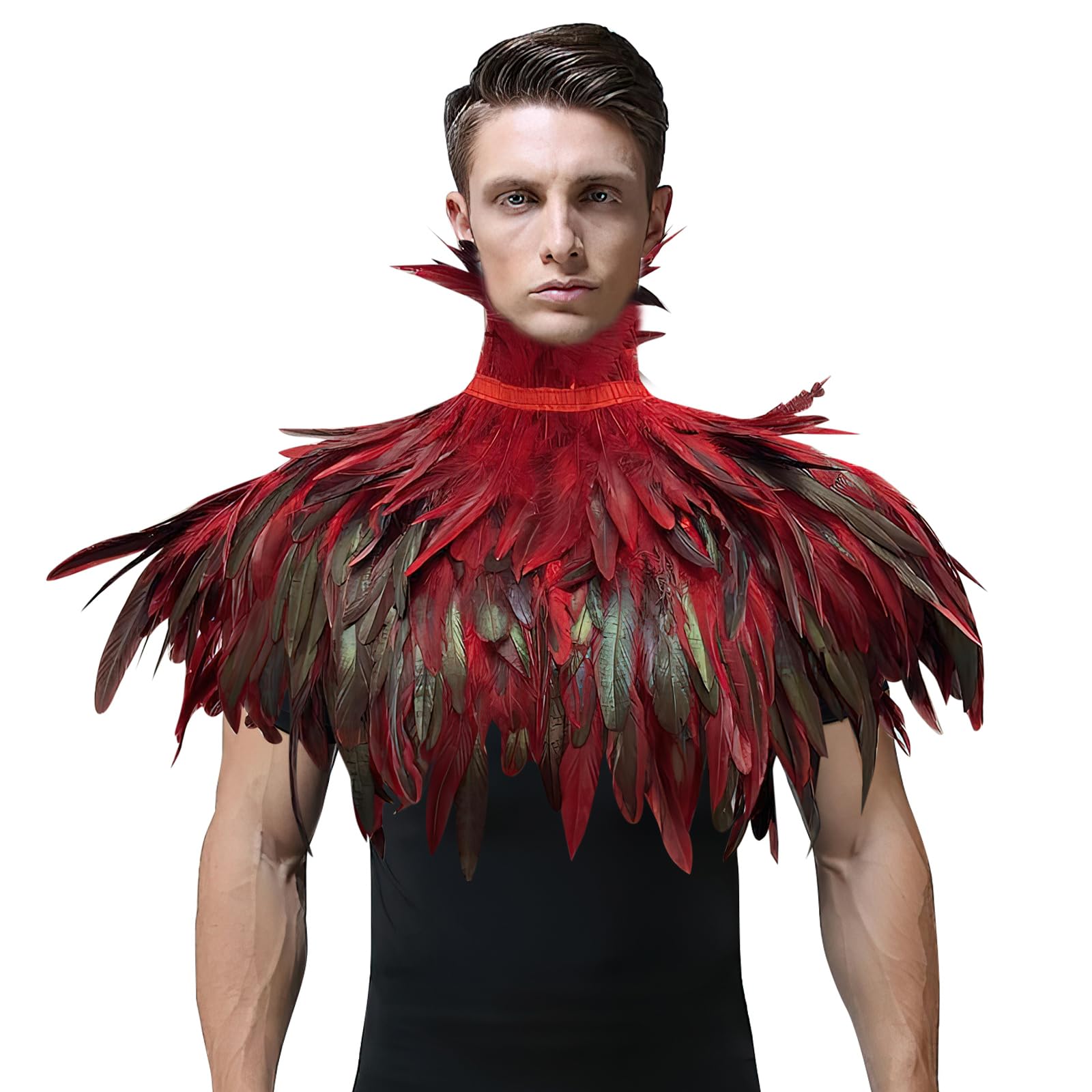 Capa de Plumas Gótico, Capa Negra, Disfraz de Plumas, Disfraz de Halloween, Disfraz de Cisne Negro, Alas Negras para Halloween y Carnaval