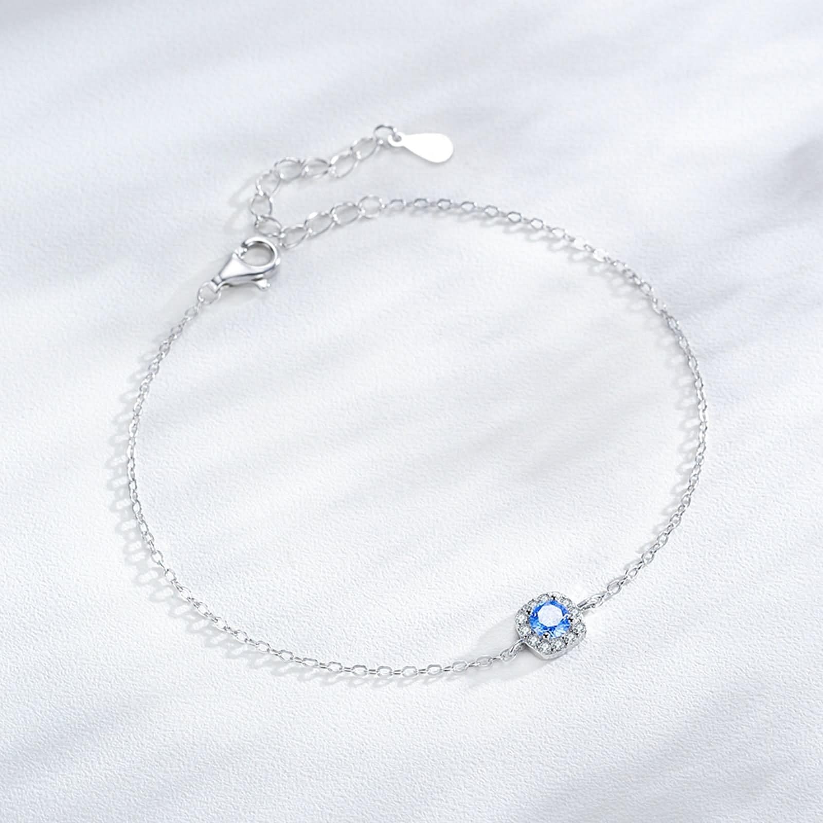 Elegancka damska bransoletka, vintage, kwadratowa zawieszka z topazem i diamentami, białe złoto