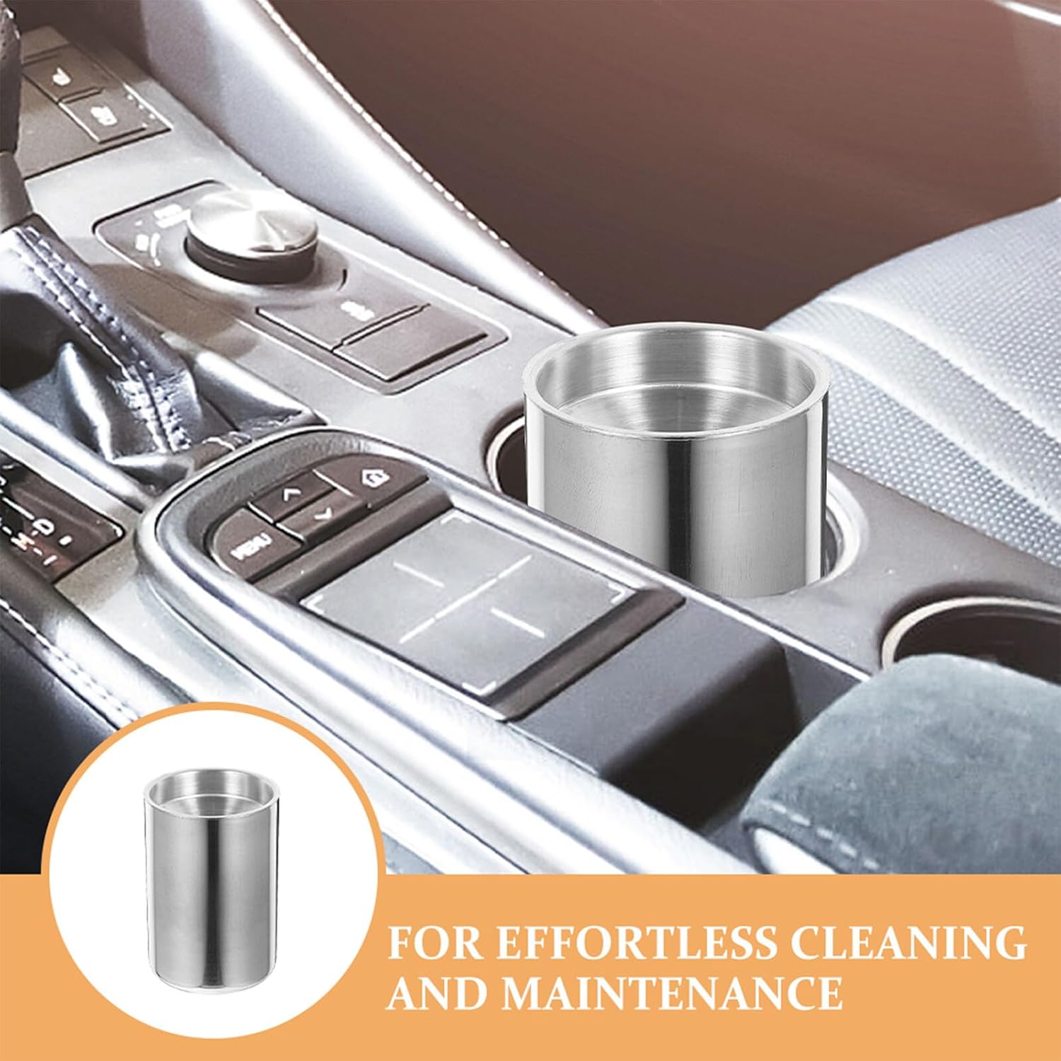 Alasum 2pcs Stainless Steel Car Ash Tray with Lid Portable Windproof Auto Ashtray for Office and Outdoor Smokers