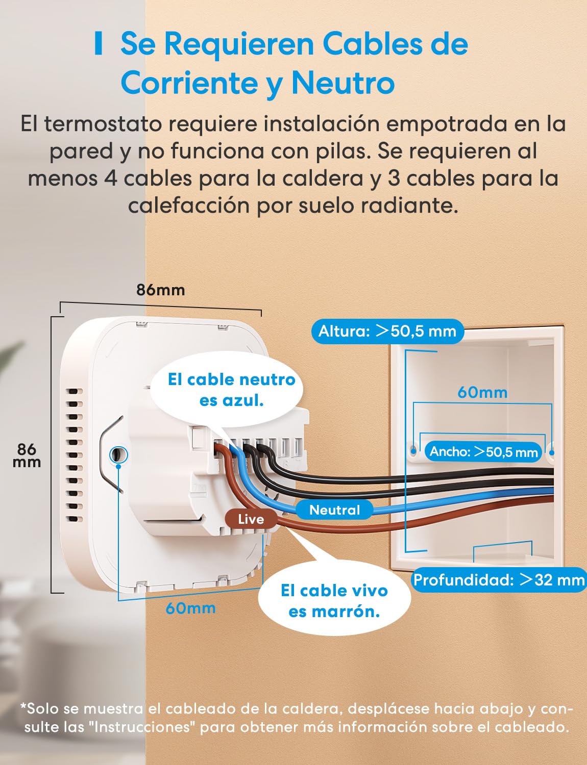 Meross Termostato Calefaccion WiFi Matter, Termostato WiFi Caldera Gas Condensación, Compatible con Alexa, Google Assistant y Siri, Sensor Externo, Detección Ventana Abierta, Bajo Consumo Programable