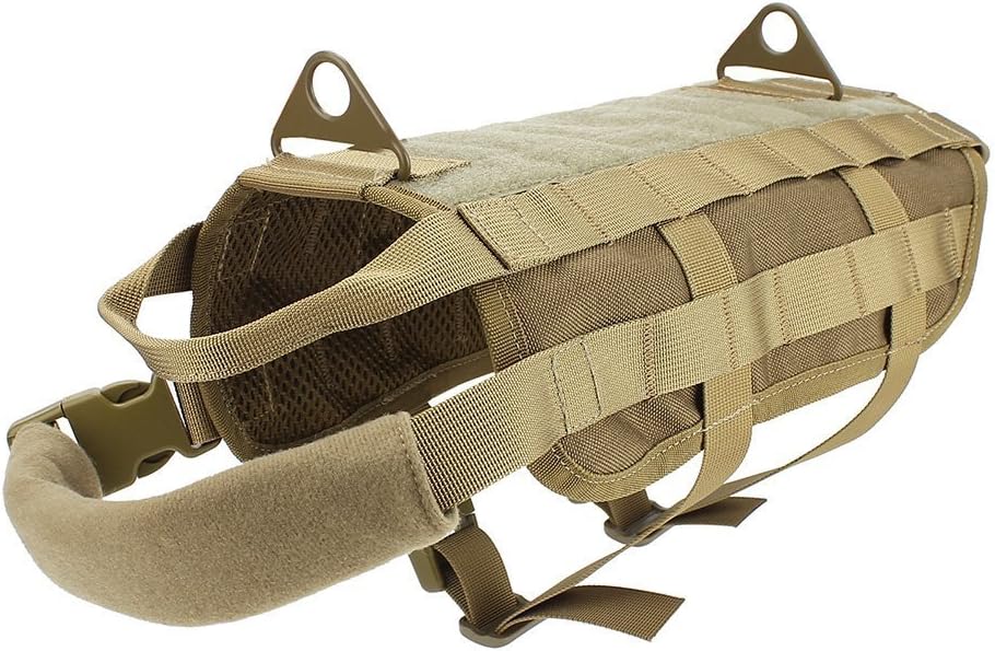 OSPet Tactical Dog Training Harness MOLLE Dog Tactical Training Vest with 2 Pulling Handles, Large Size Available