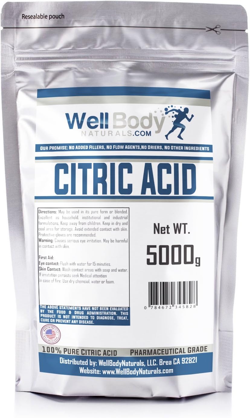 Citric Acid Powder - Fine Granular - 100% Pure Anhydrous - Pharmaceutical Grade Quality 5 Kilograms