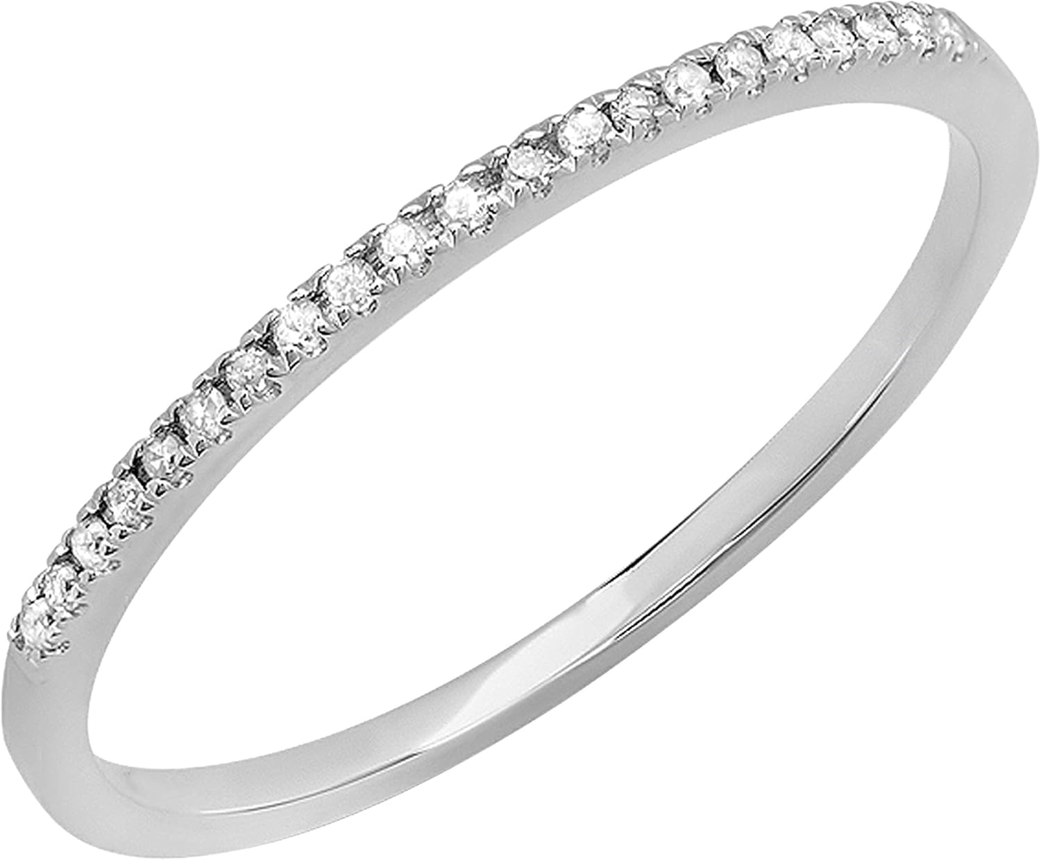 Dazzlingrock Collection 0.08 Carat (ctw) Round Lab Grown White Diamond Ladies Anniversary Wedding Band Stackable Ring | 925 Sterling Silver