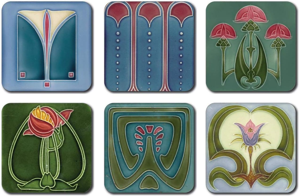 Castle Melamine Art Nouveau Tiles Placemats - Square - Set of 6