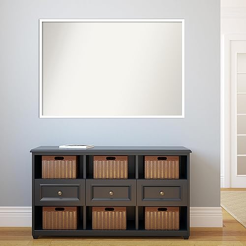 Miniatura 5 de Amanti Art Espejo de baño blanco para sobre el fregadero, 32 x 47 pulgadas, espejo de tocador rectangular blanco esbelto, marco de madera moderno de