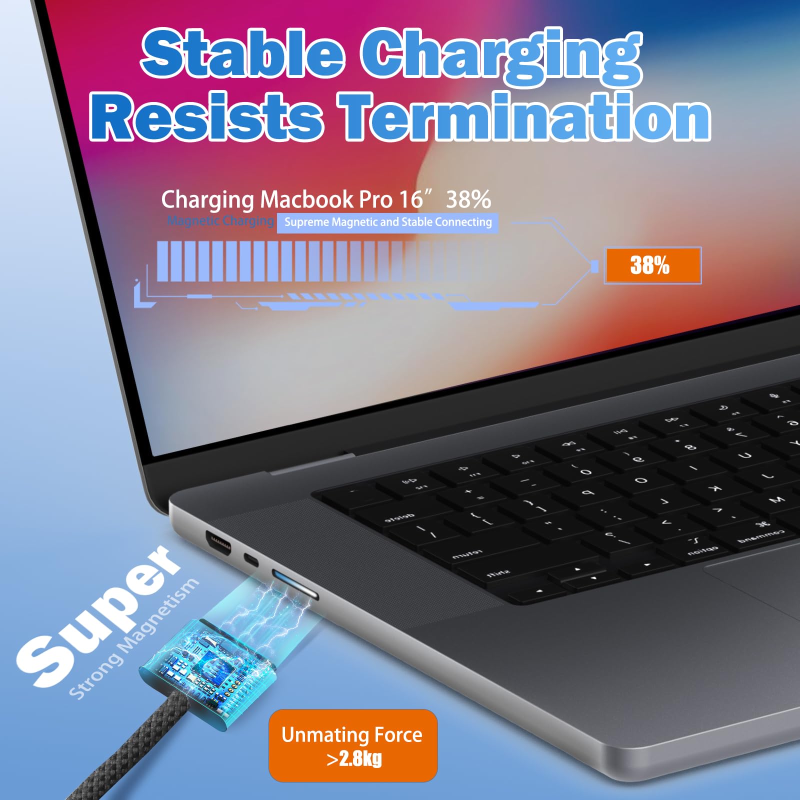 iPartsleader Braided 140W USB-C to Magnetic 3 Power Cable, Compatible with MacBook Pro M1/M2/M3 Pro/Max 14