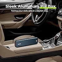 Vista 8 de AUVON Organizador semanal de píldoras de metal con diseño deslizante, elegante pastillero de viaje de 7 días para protección de privacidad, estuche