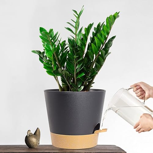 Miniatura 7 de GUDATOST Paquete de 2 macetas de riego automático, maceta de plástico ventilada antiputrefacción de raíz de 9 pulgadas con bandeja de depósito