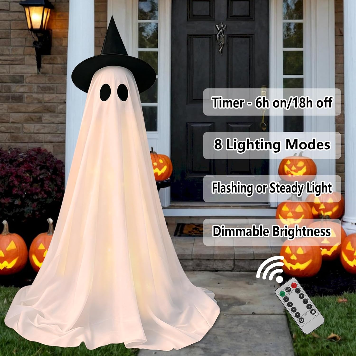 DAZONGE 2-Pack Halloween Ghost Decorations Outdoor with Remote Lights