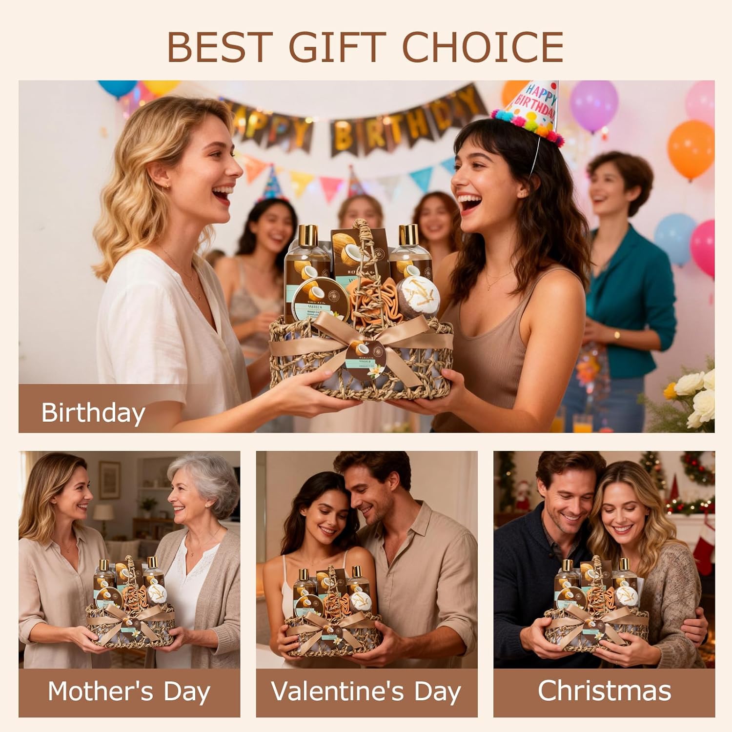 Valentines Day Gifts for Women & Men, 12pcs Vanilla Coconut Bath and Body Self Care Set, Spa Gift Basket, Bath Bomb, Parfume Lotion, Spa Kit, Hydrating Skin Care Set, Anniversary, Birthday, Christmas - Image 8