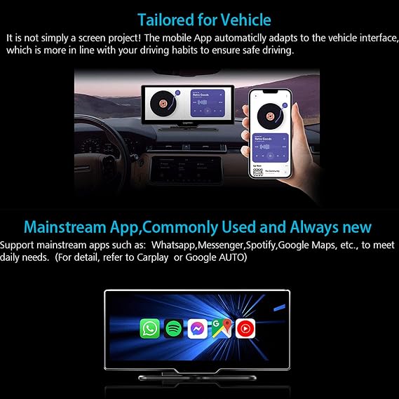 Driveview Flexscreen Pro Carplay 2025 Model, CarTablet Pro Max 2025 Model, Portable Carplay & Android Auto Screen 1080p Backup Camera With 2.5k Dash Cam/1080P Backup (With Camera)