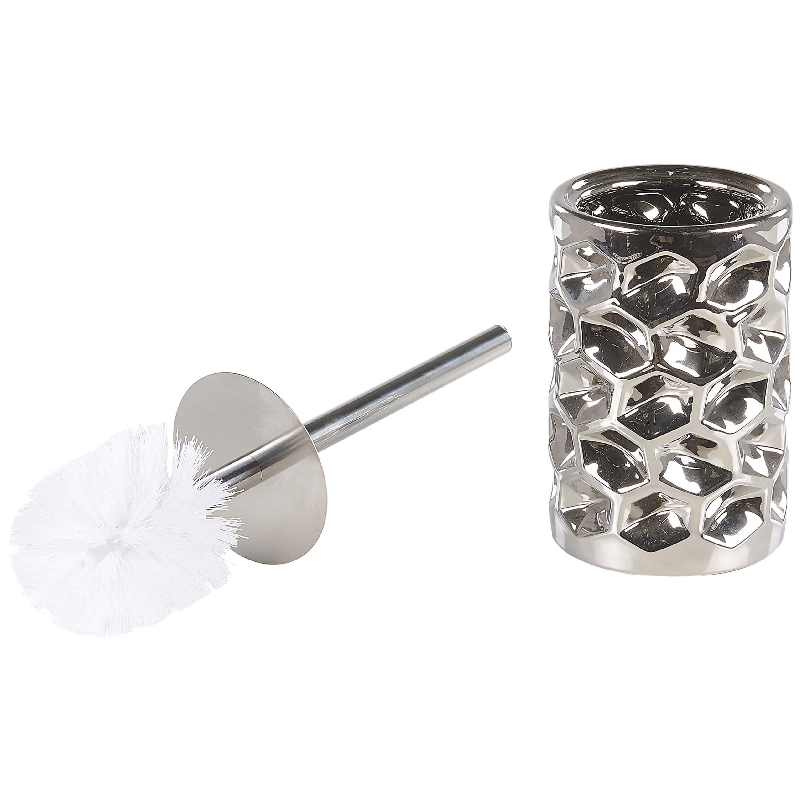 Elegantes Badezimmer-Zubehör 5-teilig aus Keramik in Silber Tirua