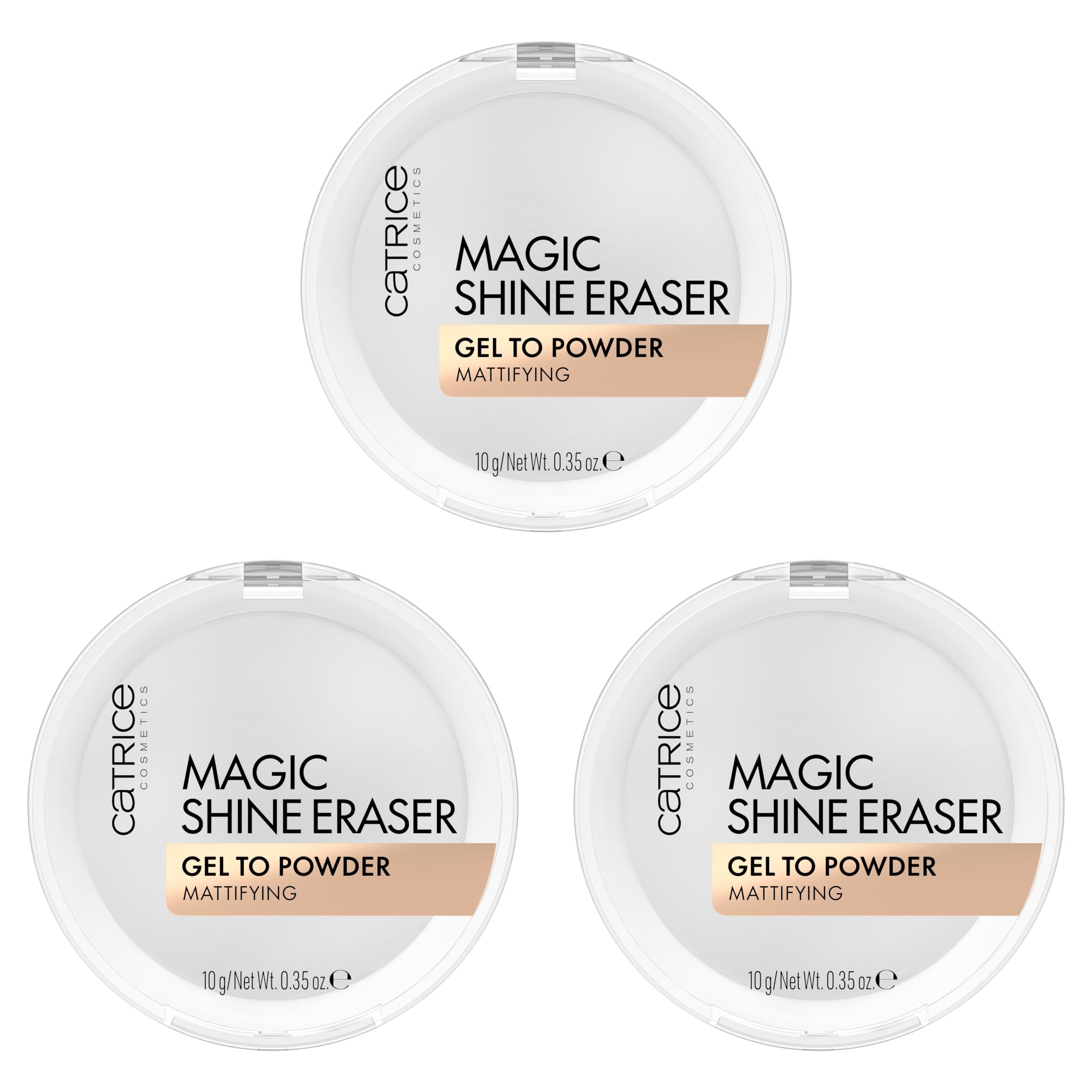 Catrice Magic Shine Eraser Gel To Powder, Nr. 010, Transparent, mattierend, porenverfeinernd, natürlich, für Mischhaut, vegan, ölfrei, ohne Parfüm, ohne Alkohol, 3er Pack (3x10g)