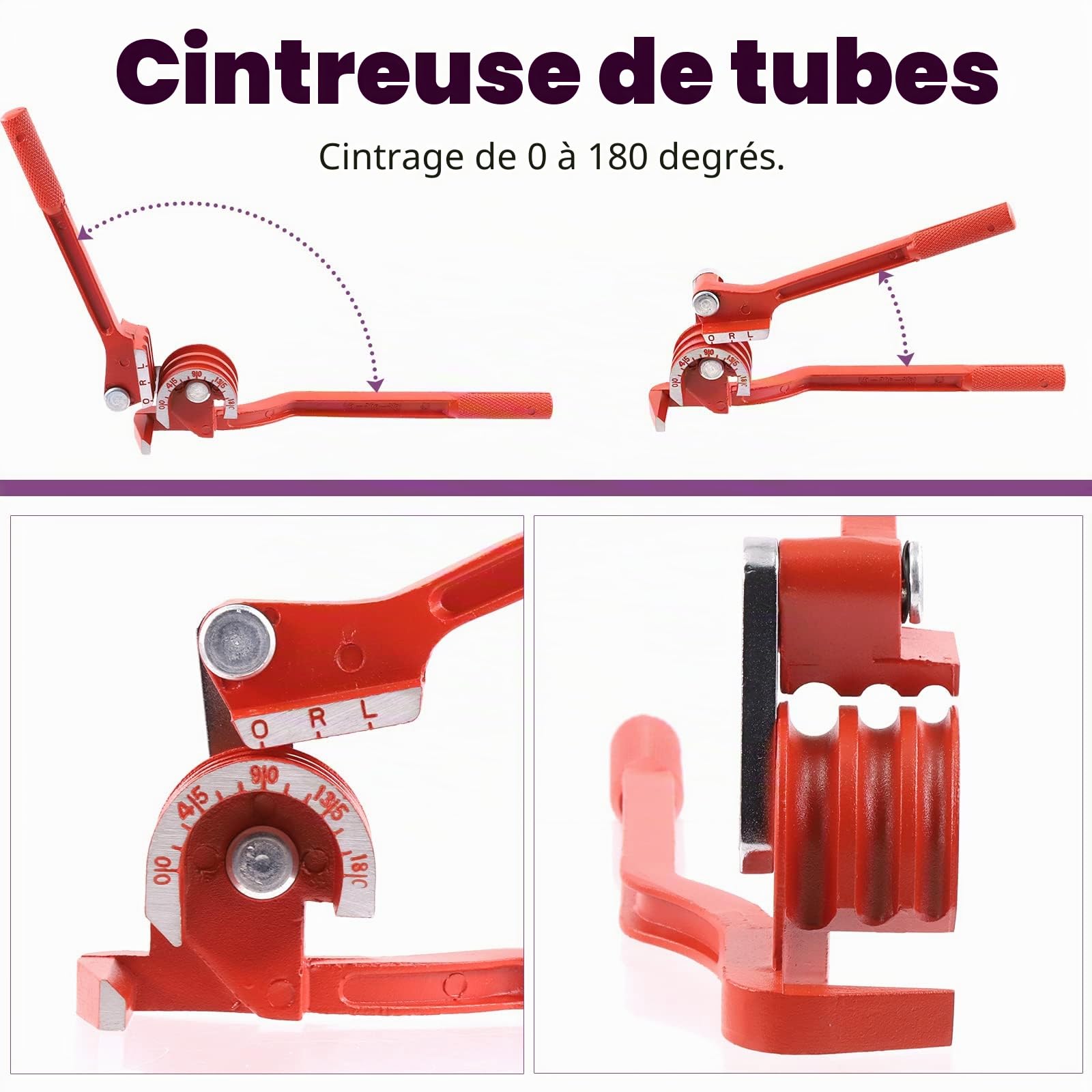 Swpeet Kit de 3 pièces d'outils de soudure double pour voiture et kit de cintrage de tube 3 en 1 à 180 degrés, outils de soudure de ligne de 5/8", 5/16", 3/16", 1/4", 3/8", 1/2" et cintreuse de cuivre