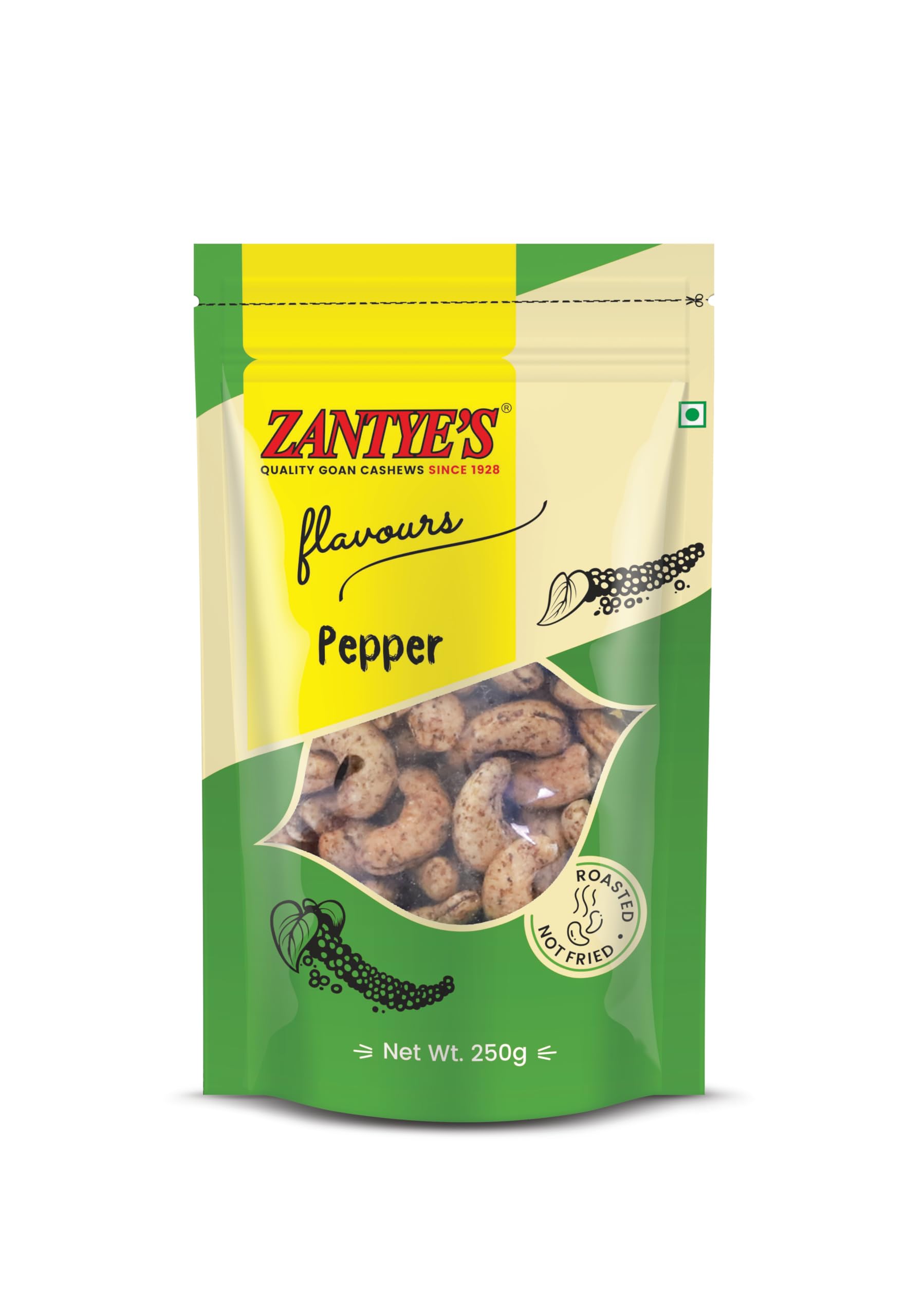 Zantye's Pepper Cashew 250g | Spicy Flavoured Goan Kaju | Freshly Roasted & Coated with Grounded Black Pepper | Vacuum Packed & Nitrogen Flushed | Crunchy Snack | Spiced Dry Fruits-image-37